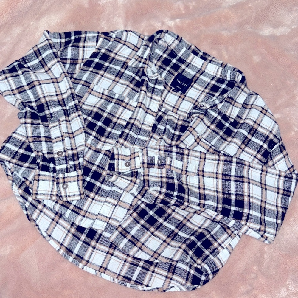 Love tree flannel brown and black size medium cotton